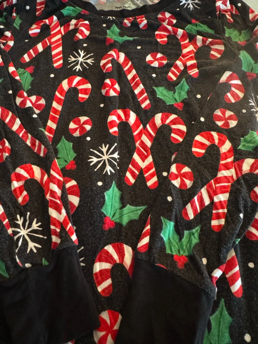 Holiday Candy Cane Pajama Set - Black, Red & Green
